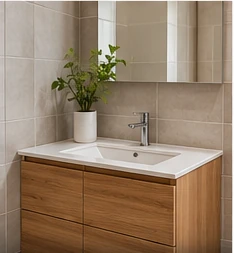Muebles de baño. Referencia ilustrativa, no fotografía verificada de una obra ejecutada.